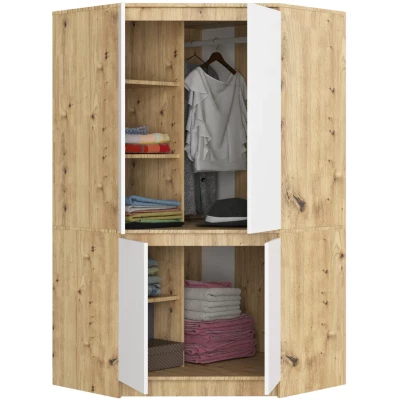Eckkleiderschrank 100 cm LOTA - Artisan Eiche / weiß