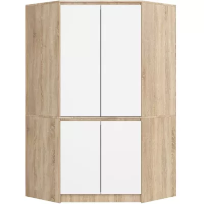Eckkleiderschrank 100 cm LOTA - Sonoma Eiche / Weiß
