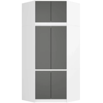 Eckkleiderschrank 100 cm LOTA mit Erweiterung - weiß/grau