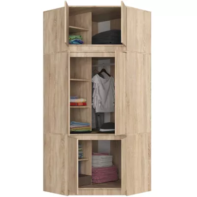 Eckkleiderschrank 100 cm LOTA mit Erweiterung – Sonoma-Eiche