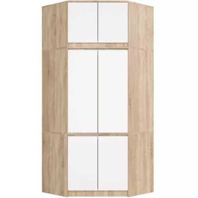 Eckkleiderschrank 100 cm LOTA mit Erweiterung – Sonoma-Eiche / Weiß