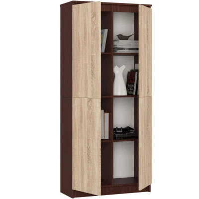 Regalschrank 80 cm VALESTRA - Wenge / Sonoma Eiche