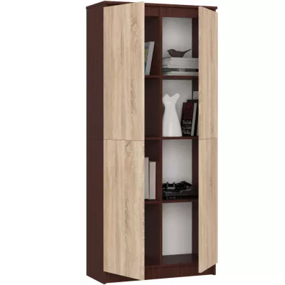 Regalschrank 80 cm VALESTRA - Wenge / Sonoma Eiche