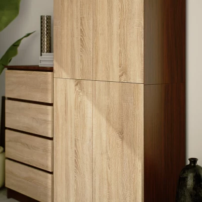 Regalschrank 80 cm VALESTRA - Wenge / Sonoma Eiche