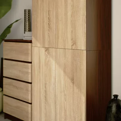 Regalschrank 80 cm VALESTRA - Wenge / Sonoma Eiche