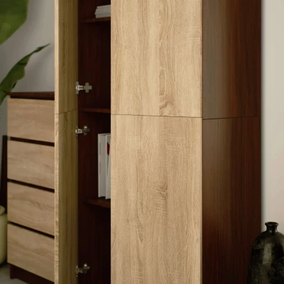 Regalschrank 80 cm VALESTRA - Wenge / Sonoma Eiche