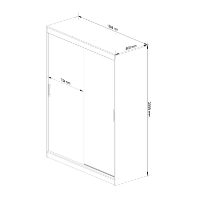 Geräumiger Kleiderschrank 150 cm VALESTRA - Wenge / Sonoma-Eiche