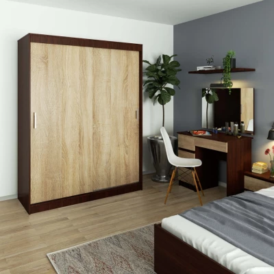 Geräumiger Kleiderschrank 150 cm VALESTRA - Wenge / Sonoma-Eiche