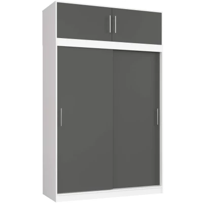 Geräumiger Kleiderschrank 150 cm VALESTRA mit Erweiterung – weiß/dunkelgrau