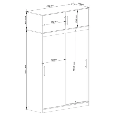 Geräumiger Kleiderschrank 150 cm VALESTRA mit Erweiterung - Erle