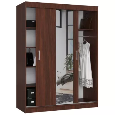 Geräumiger Kleiderschrank 150 cm VALESTRA mit Spiegeln - Wenge