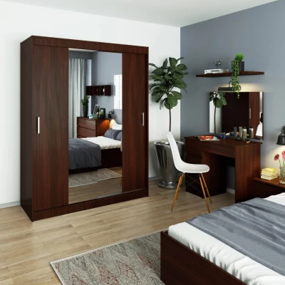 Geräumiger Kleiderschrank 150 cm VALESTRA mit Spiegeln - Wenge
