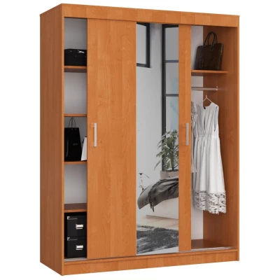 Geräumiger Kleiderschrank 150 cm VALESTRA mit Spiegeln - Erle