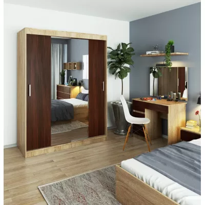 Geräumiger Kleiderschrank 150 cm VALESTRA mit Spiegeln - Sonoma-Eiche / Wenge