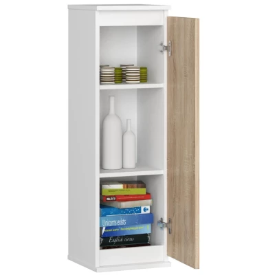 Schmaler Wandschrank VALESTRA – Weiß / Sonoma Eiche