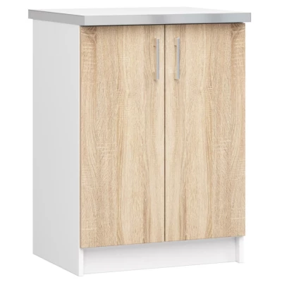 TRIVORA zweitüriger Unterschrank – Breite 60 cm, Weiß/Sonoma Eiche