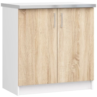 TRIVORA zweitüriger Unterschrank – Breite 80 cm, Weiß/Sonoma Eiche