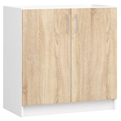 TRIVORA Unterschrank für Spülbecken – Breite 80 cm, Weiß/Sonoma Eiche