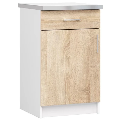 TRIVORA Küchenunterschrank – Breite 50 cm, Weiß/Sonoma Eiche