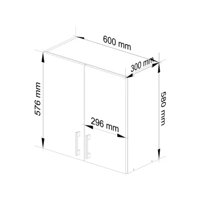 Küchenoberschrank TRIVORA – Breite 60 cm, Weiß/Sonoma Eiche