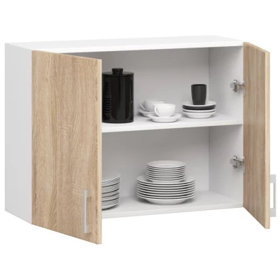 Küchenoberschrank TRIVORA – Breite 80 cm, Weiß/Sonoma Eiche