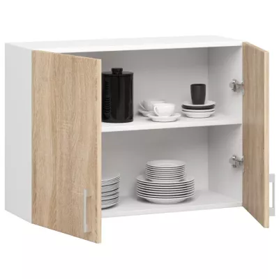 Küchenoberschrank TRIVORA – Breite 80 cm, Weiß/Sonoma Eiche