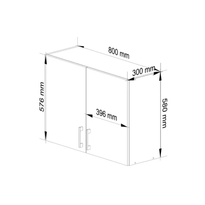 Küchenoberschrank TRIVORA – Breite 80 cm, Weiß/Sonoma Eiche