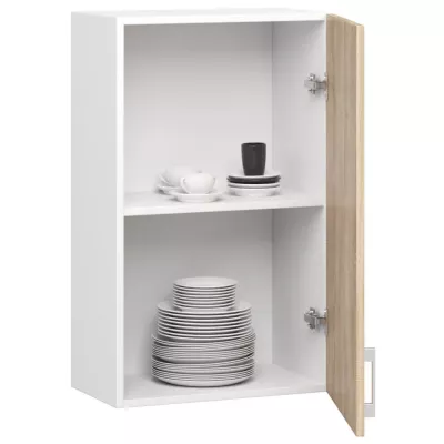 TRIVORA Hängeschrank mit einer Tür – Breite 50 cm, Weiß/Sonoma Eiche
