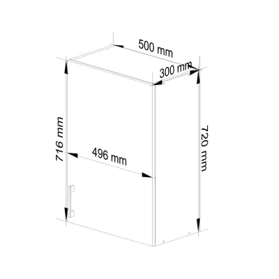 TRIVORA Hängeschrank mit einer Tür – Breite 50 cm, Weiß/Sonoma Eiche