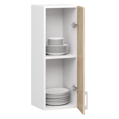 TRIVORA Hängeschrank mit einer Tür – Breite 30 cm, Weiß/Sonoma Eiche
