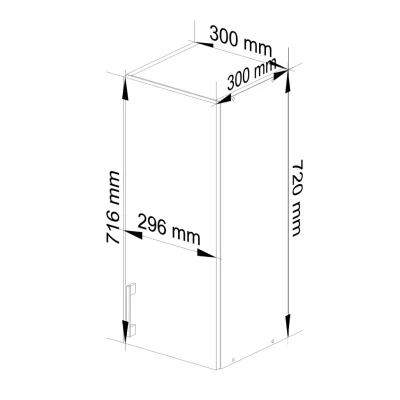 TRIVORA Hängeschrank mit einer Tür – Breite 30 cm, Weiß/Sonoma Eiche