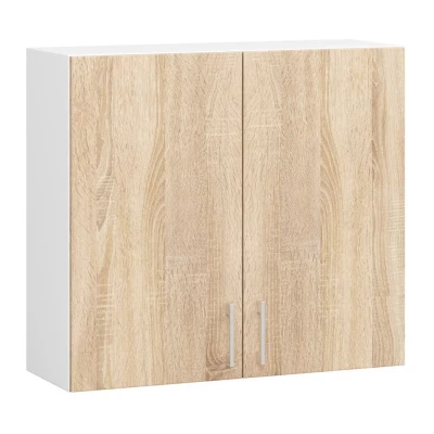 TRIVORA zweitüriger Hängeschrank – Breite 80 cm, Weiß/Sonoma Eiche