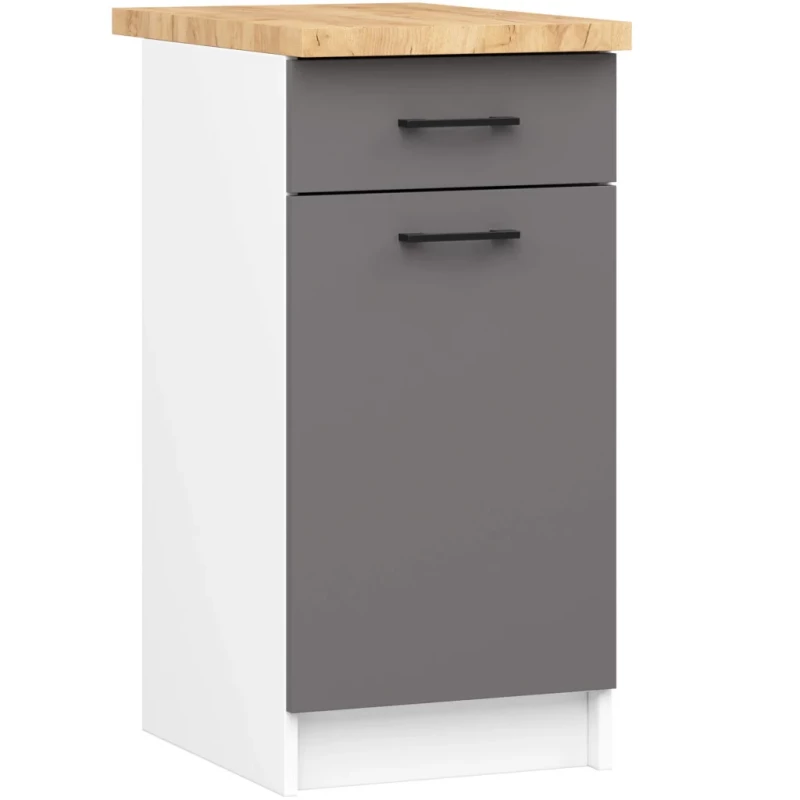 Unterschrank 40 cm VERMINA mit Schublade - weiß/grau