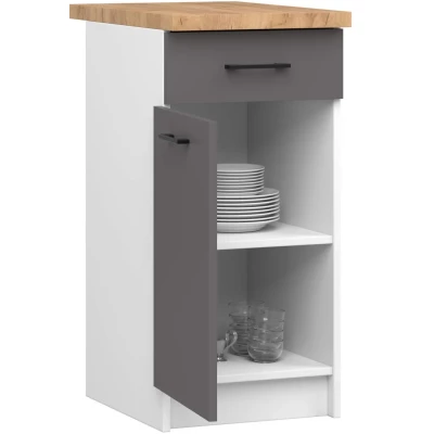 Unterschrank 40 cm VERMINA mit Schublade - weiß/grau