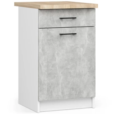 Unterschrank 50 cm VERMINA mit Schublade - weiß/Beton