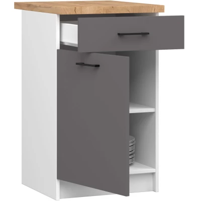 Unterschrank 50 cm VERMINA mit Schublade - weiß/grau