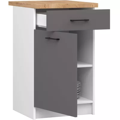 Unterschrank 50 cm VERMINA mit Schublade - weiß/grau