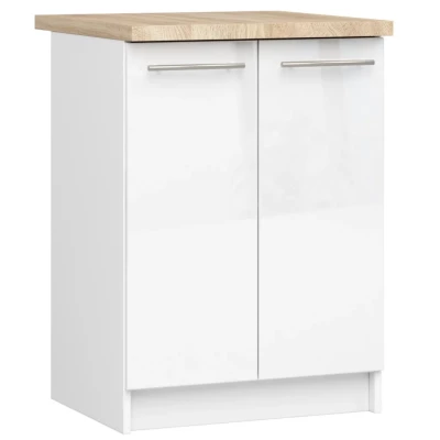 Unterschrank 60 cm VERMINA - weiß / weiß glänzend