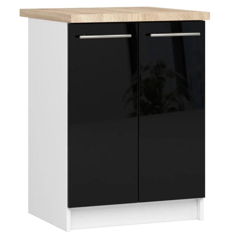 Unterschrank 60 cm VERMINA – weiß/schwarz glänzend