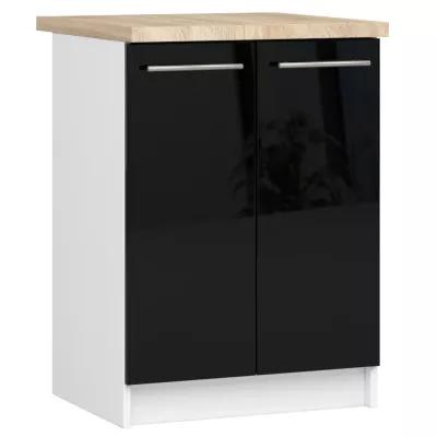 Unterschrank 60 cm VERMINA – weiß/schwarz glänzend
