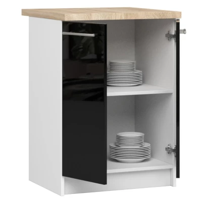 Unterschrank 60 cm VERMINA – weiß/schwarz glänzend