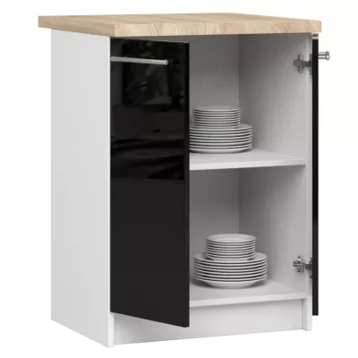 Unterschrank 60 cm VERMINA – weiß/schwarz glänzend