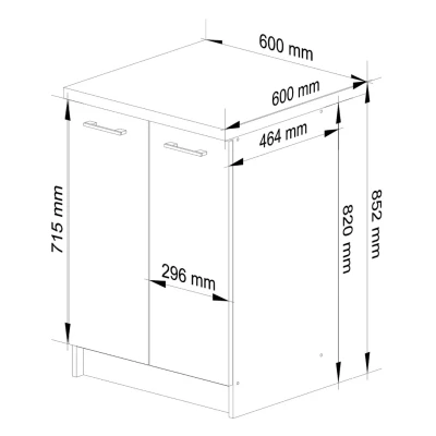 Unterschrank 60 cm VERMINA – weiß/dunkelgrau glänzend