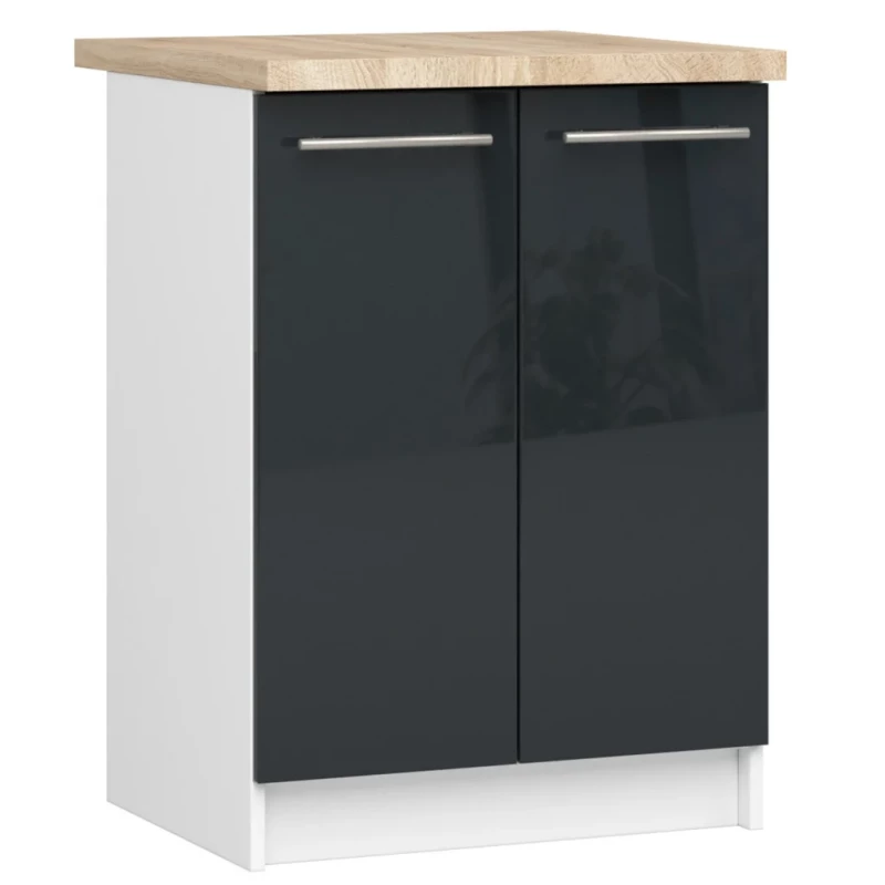 Unterschrank 60 cm VERMINA – weiß/dunkelgrau glänzend