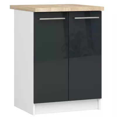 Unterschrank 60 cm VERMINA – weiß/dunkelgrau glänzend