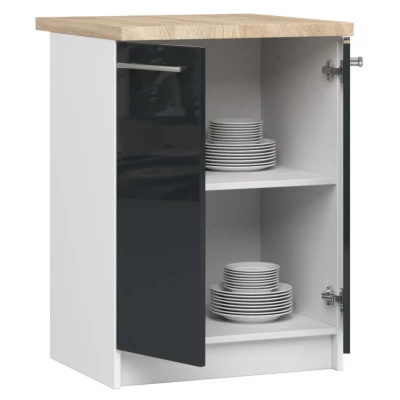 Unterschrank 60 cm VERMINA – weiß/dunkelgrau glänzend
