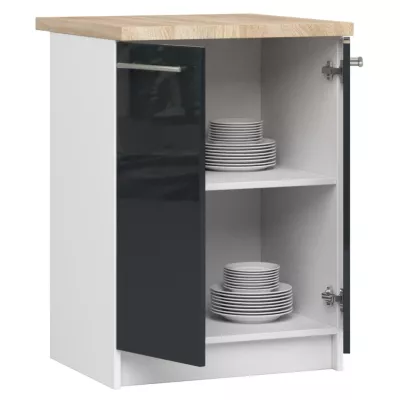 Unterschrank 60 cm VERMINA – weiß/dunkelgrau glänzend