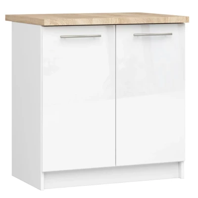 Unterschrank 80 cm VERMINA - weiß / weiß glänzend