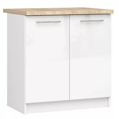 Unterschrank 80 cm VERMINA - weiß / weiß glänzend