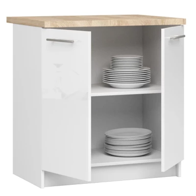 Unterschrank 80 cm VERMINA - weiß / weiß glänzend